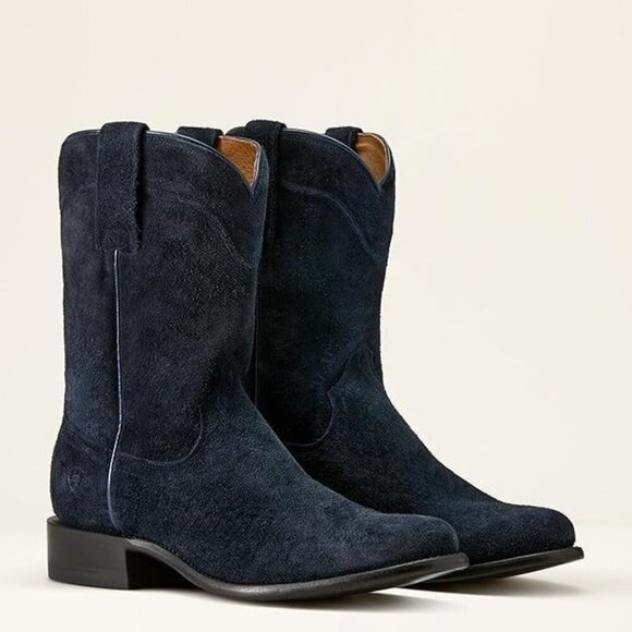 Mens Ariat Western Boots Yellowstone Midnight Rancher Oiled Navy Roughout 12 NIB - Picture 1 of 6